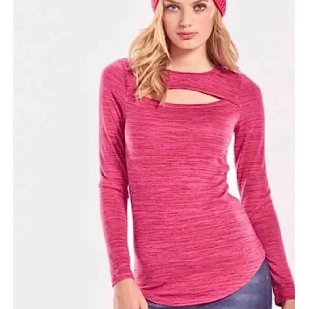 Juicy Couture Cut Out Top Women S Long Sleeves Heather Magenta Pink Stretch
